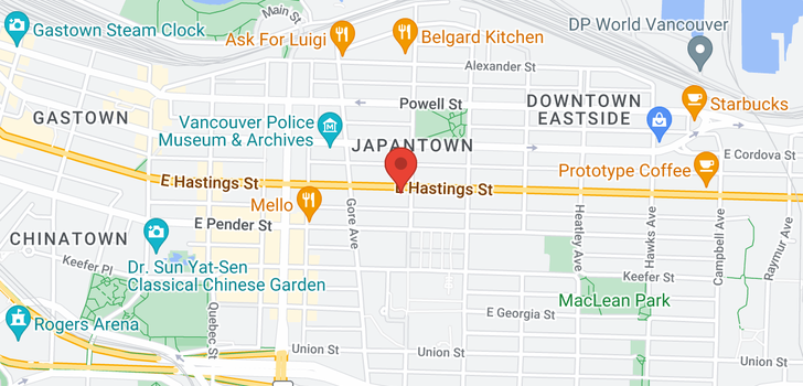map of 392 E HASTINGS STREET